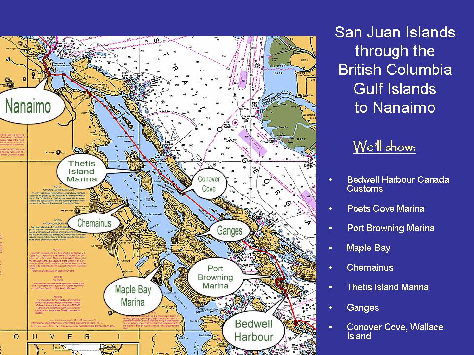 San Juan Islands through the British Columbia Gulf Islands to Nanaimo, details