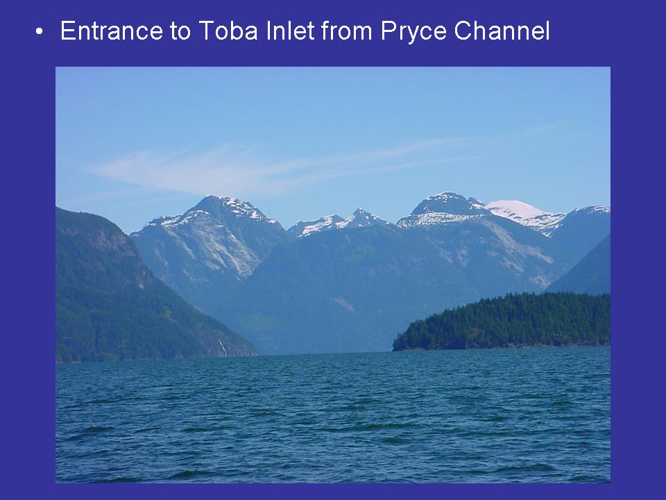 Entrance to Toba Inlet from Pryce Channel