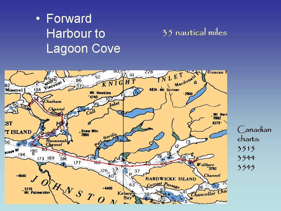 Forward Harbour to Lagoon Cove, 35 nautical miles